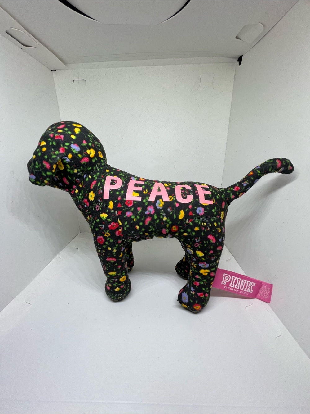 VS PINKFloral Fabric Dog Plush Trio (Peace, Love, Dream) - Vintage - Picture 3 of 4